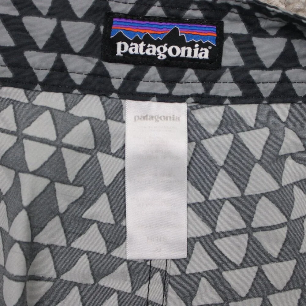 Patagonia Hybrid‎ Board Shorts Mens 36 Gray Geometric 100% Nylon w/ 10